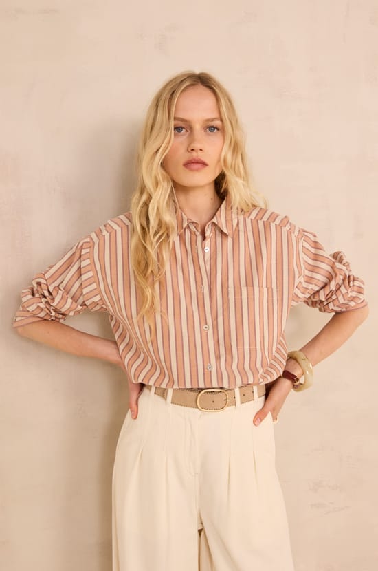 MARILOU striped long-sleeve cotton shirt;${refinementColor}