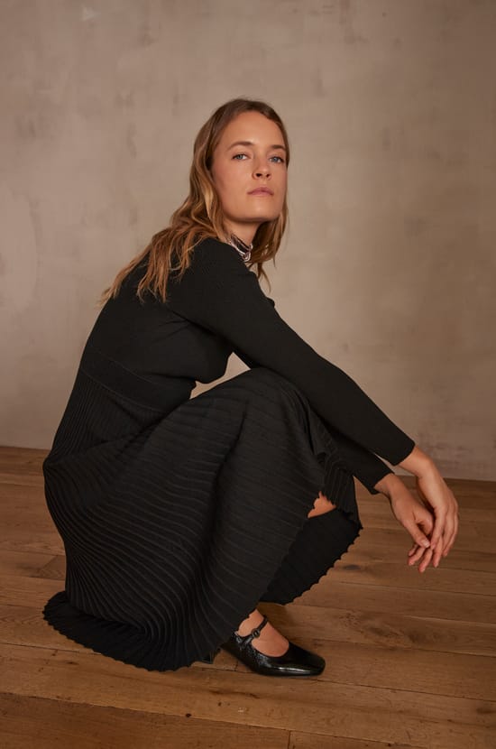 MARTIKA pleated knit Dress;${refinementColor}