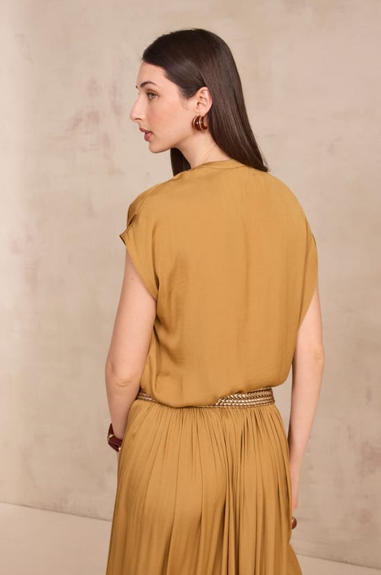 Satin short-sleeved top PHANY;${refinementColor}