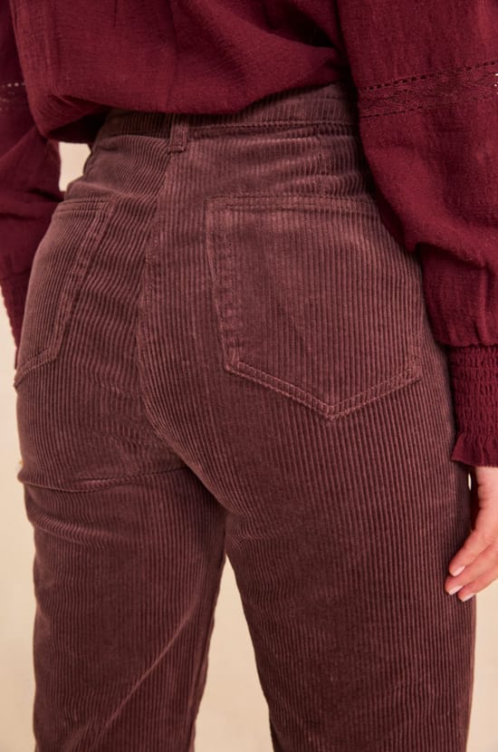 Purple velvet flared pants NINON;${refinementColor}