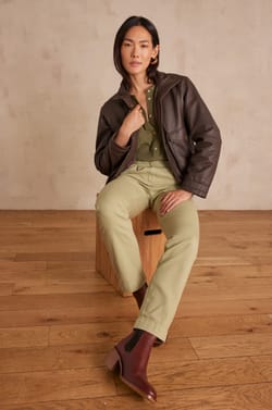 Veste bomber PERLE en cuir;${refinementColor}