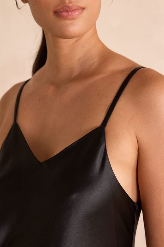 Straight satin dress REFLET;${refinementColor}