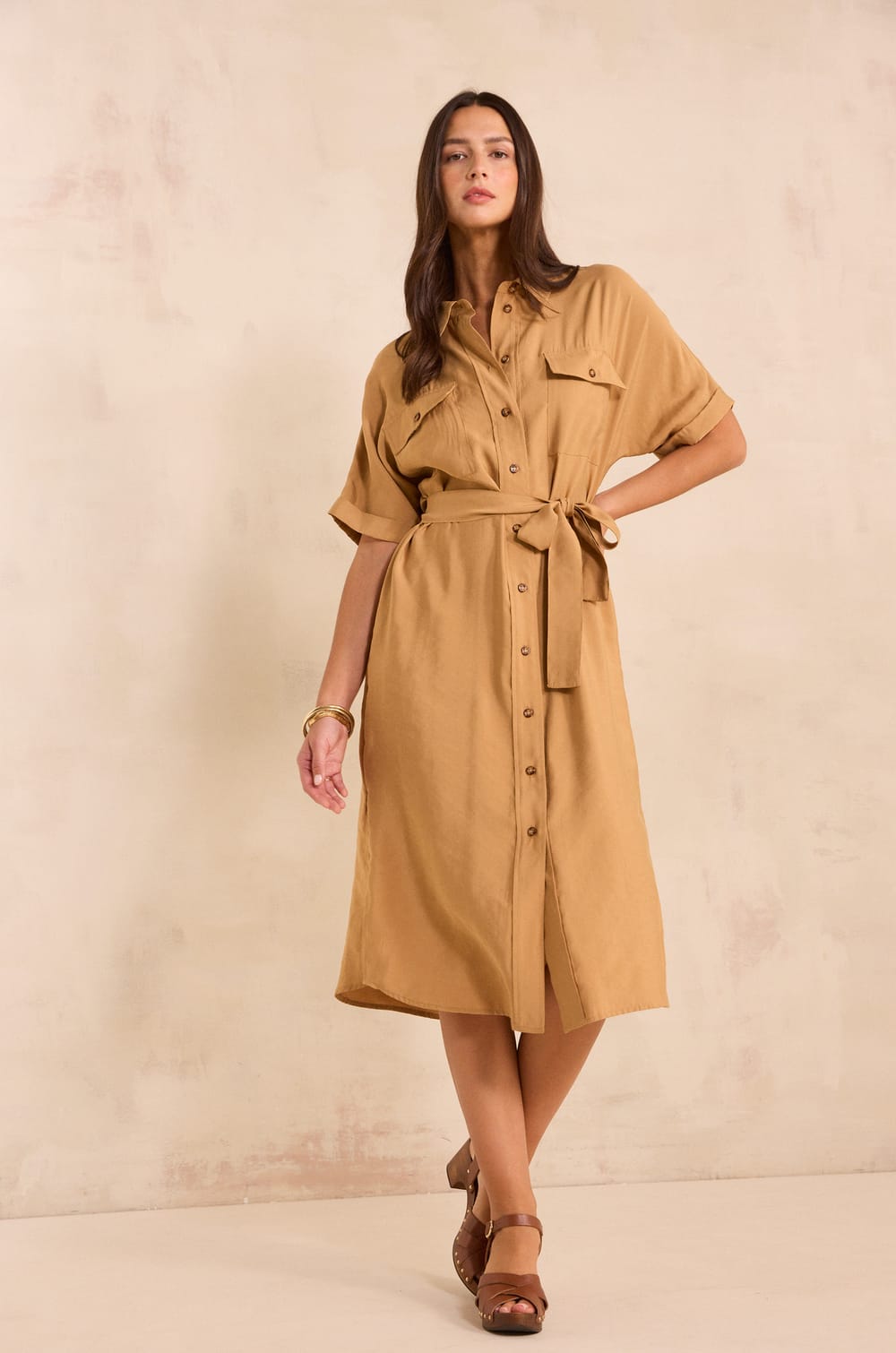 Short sleeve shirt dress LAYANA;${refinementColor}