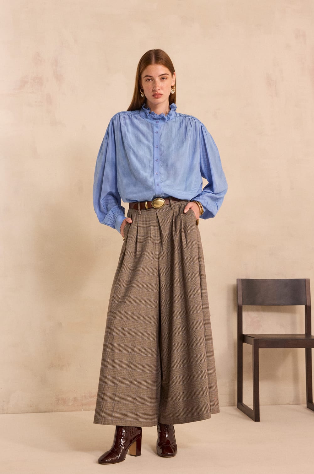 Extra Large Prince of Wales Printed Trousers TATIANA;${refinementColor}