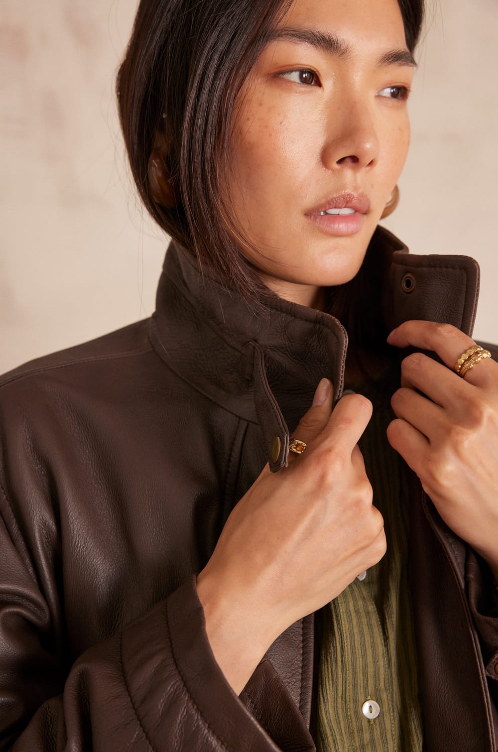 Veste PERLE en cuir;${refinementColor}
