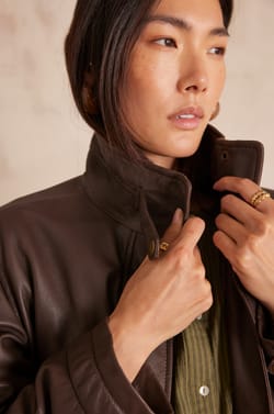Veste PERLE en cuir;${refinementColor}