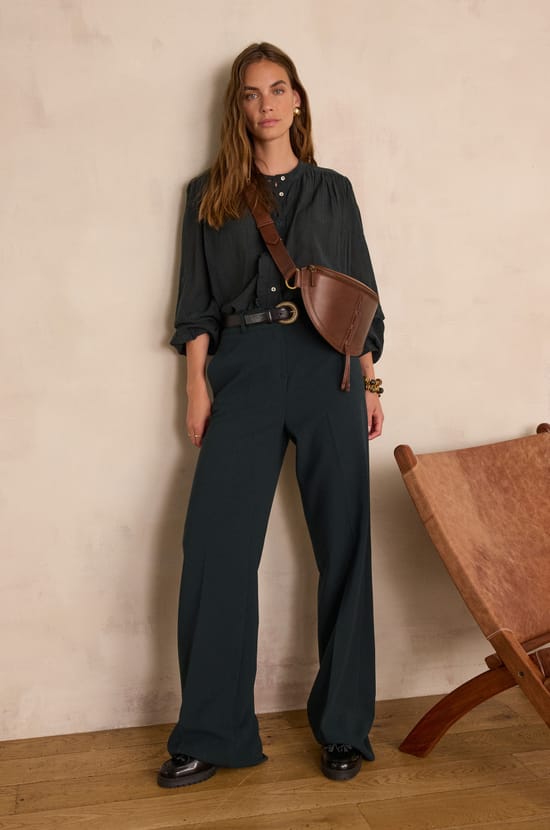 SANDRA embroidered cotton blouse;${refinementColor}