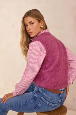 LOULOU sleeveless mohair cardigan;${refinementColor}