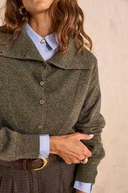 Long sleeve sweater in blended wool and yak ALEXANDER;${refinementColor}