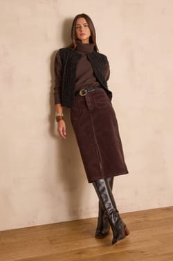 CLEO corduroy straight skirt;${refinementColor}