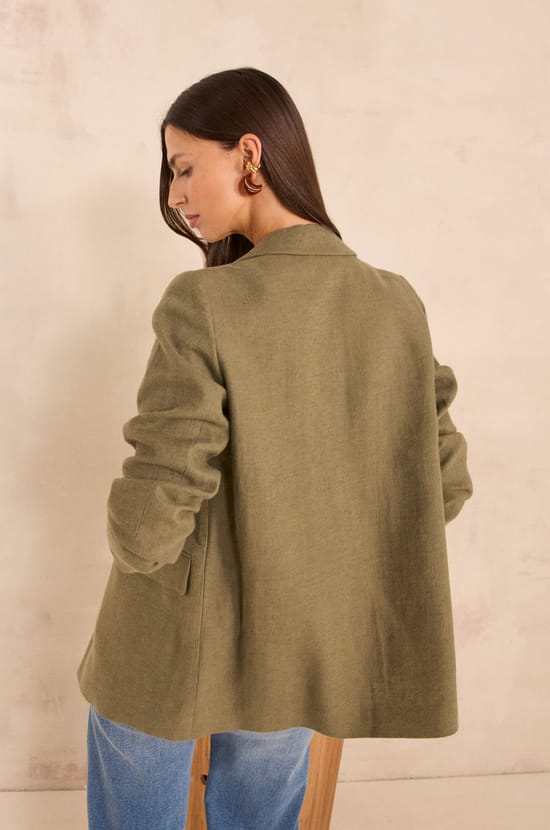 NELIA linen blend blazer;${refinementColor}
