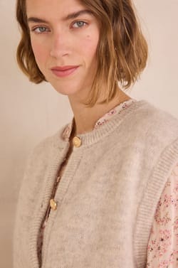 POLKA sleeveless cardigan;${refinementColor}