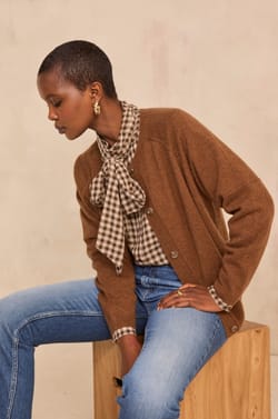 Brown long-sleeved cashmere sweater BILLY;${refinementColor}
