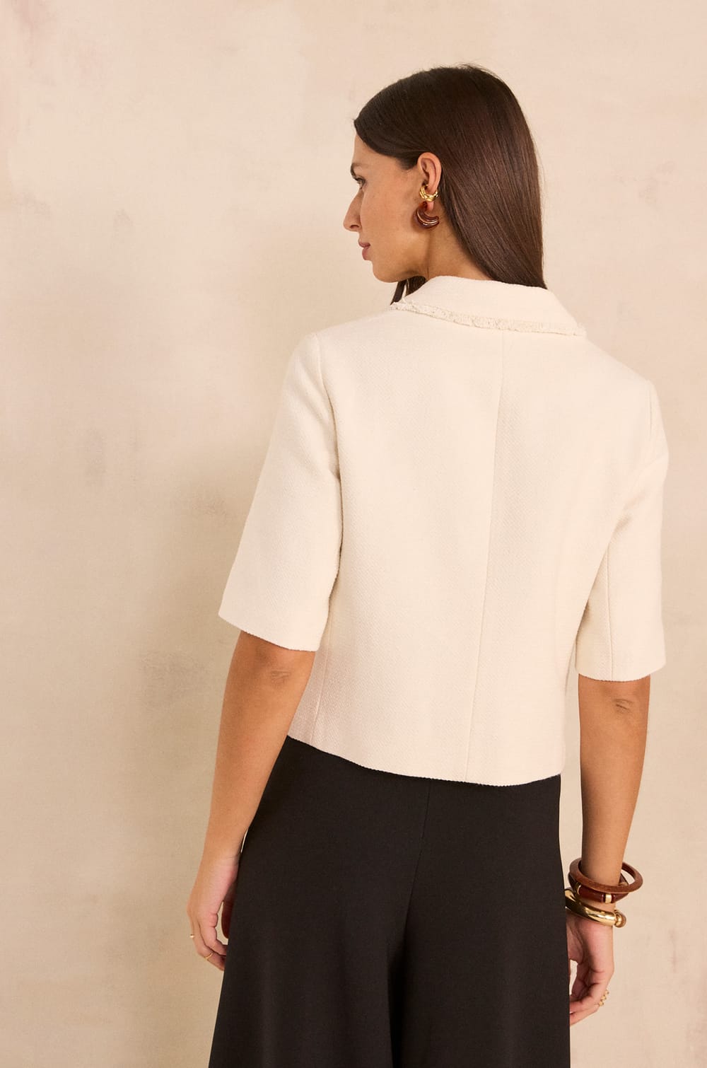 VALENCE cotton blend tweed blazer;${refinementColor}