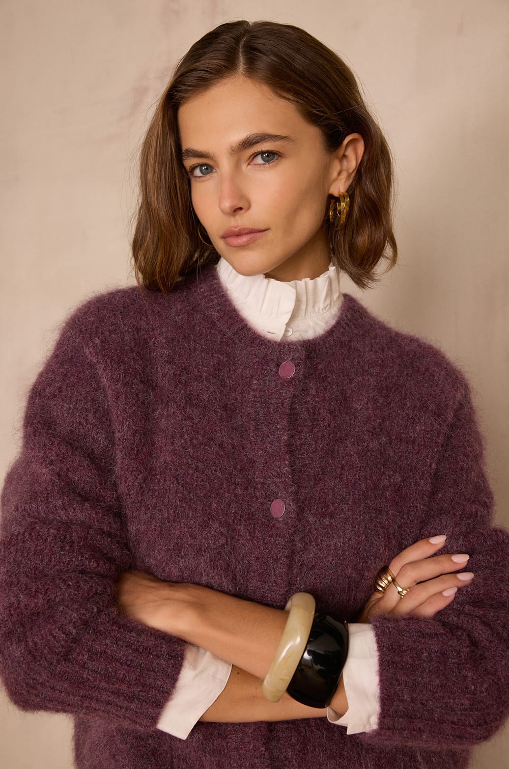 LOU mohair and alpaca cardigan;${refinementColor}