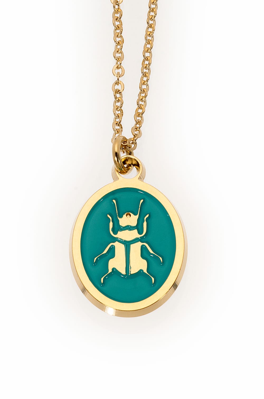 Collier médaille scarabée turquoise Bijoux Léone;${refinementColor}