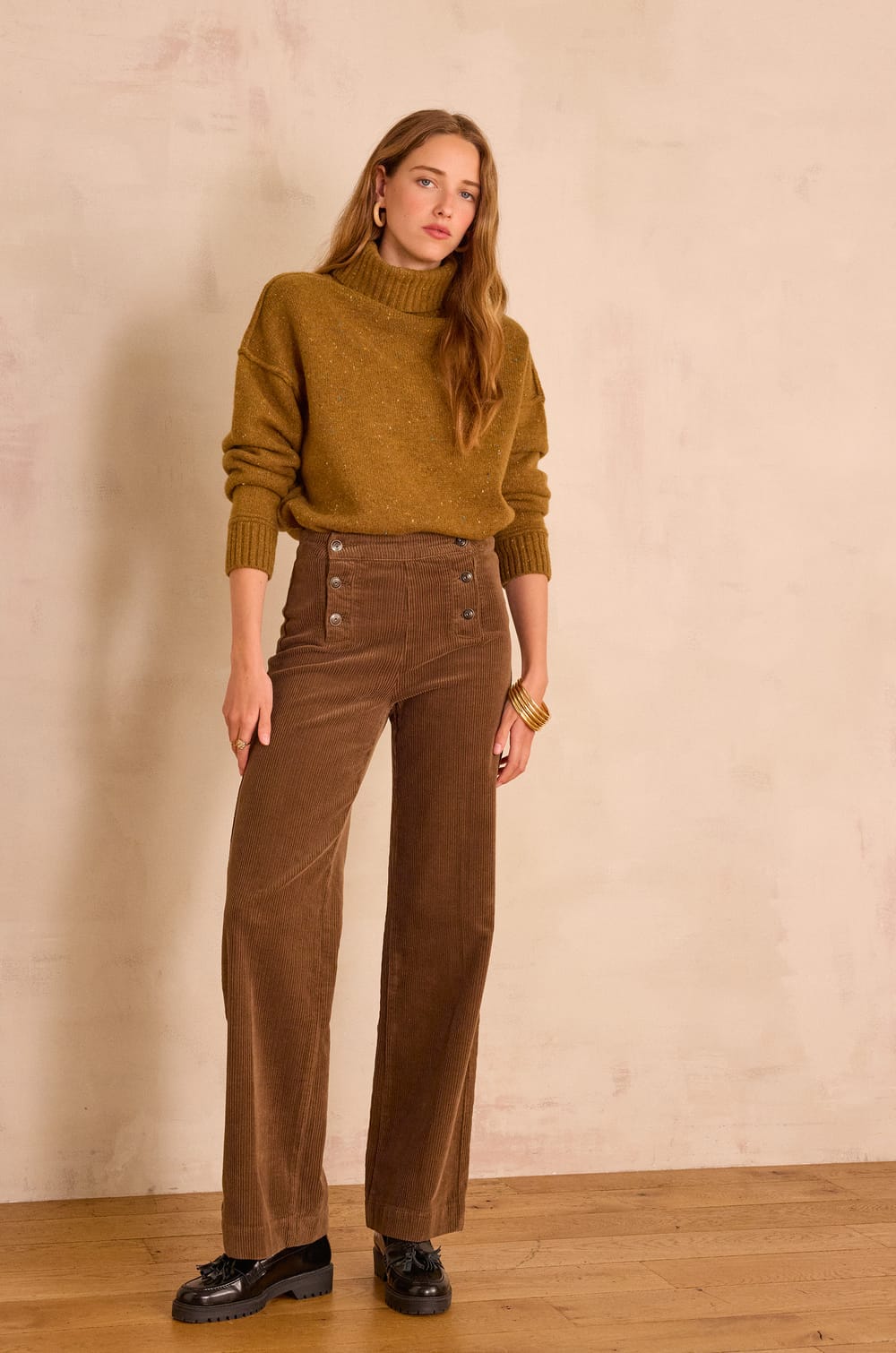 OXAN high-waisted wide-leg corduroy trousers;${refinementColor}