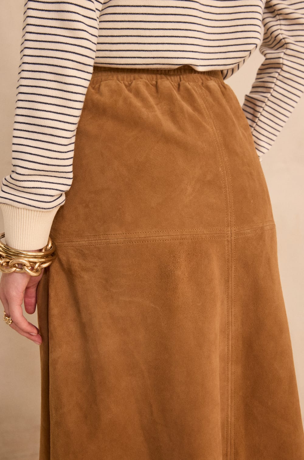 VALERIA suede A-line skirt;${refinementColor}