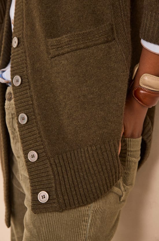 Long-sleeved khaki sweater made of blended wool and yak AYRTON;${refinementColor}