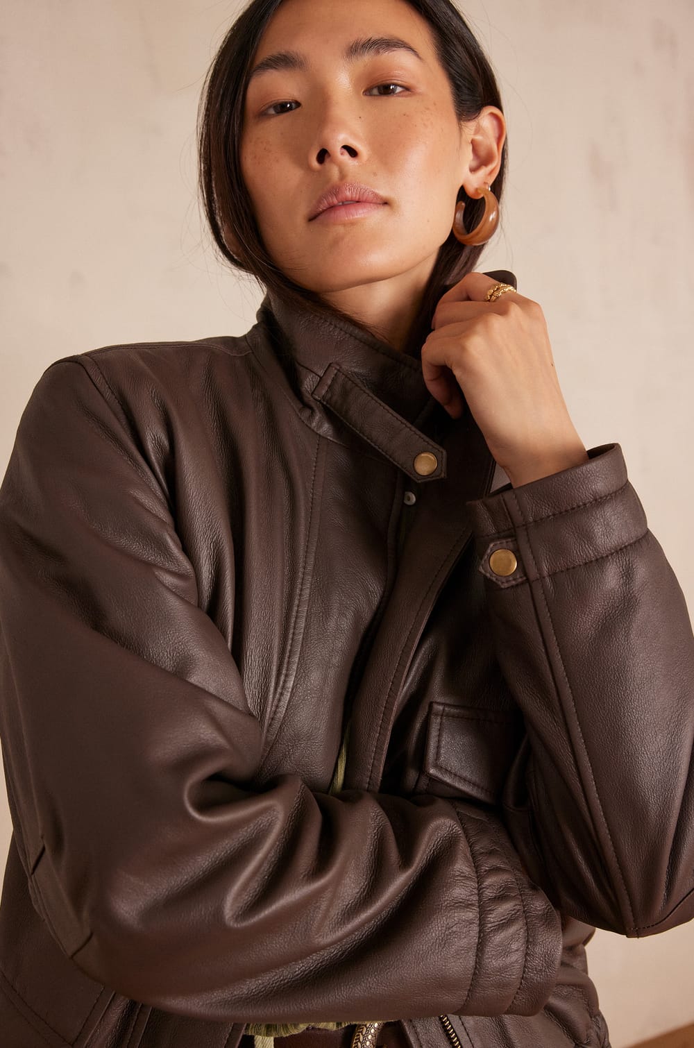 Veste bomber PERLE en cuir;${refinementColor}