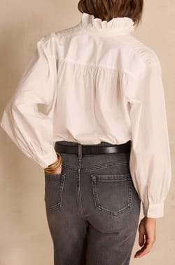 Blouse &agrave; col montant en 100% coton SIA;${refinementColor}
