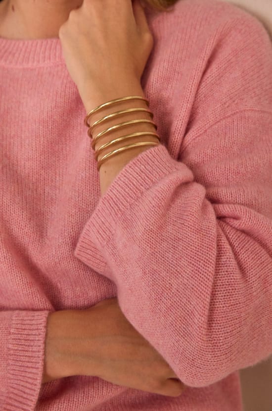 Pink long-sleeve cashmere sweater ALIZEE;${refinementColor}