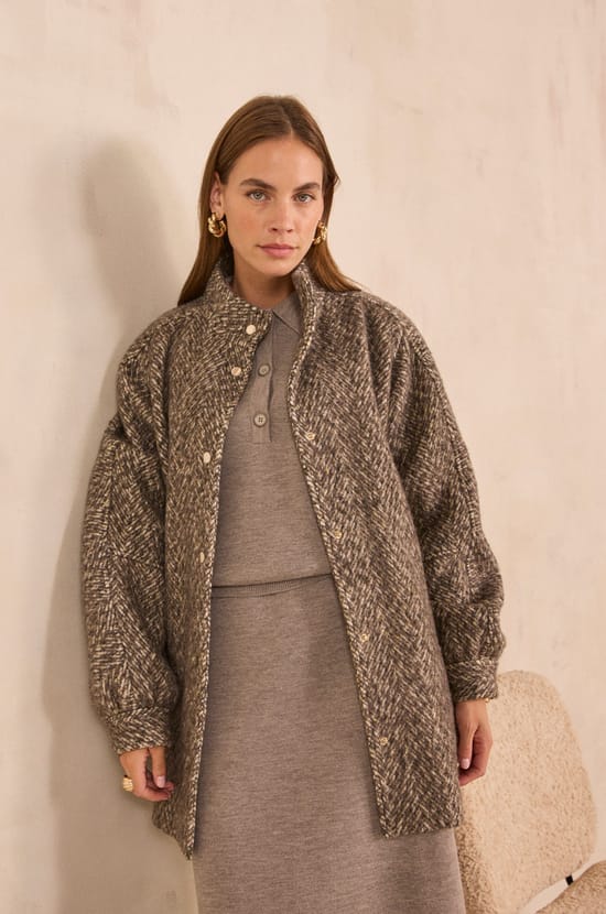 Silk and wool blend coat DAMIEN;${refinementColor}