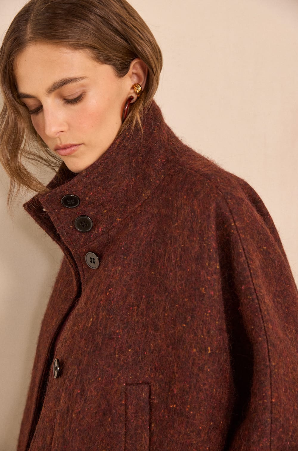 Cassy mottled wool cape;${refinementColor}