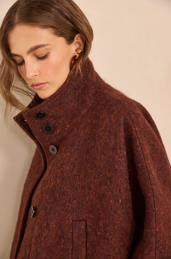 Cassy mottled wool cape;${refinementColor}