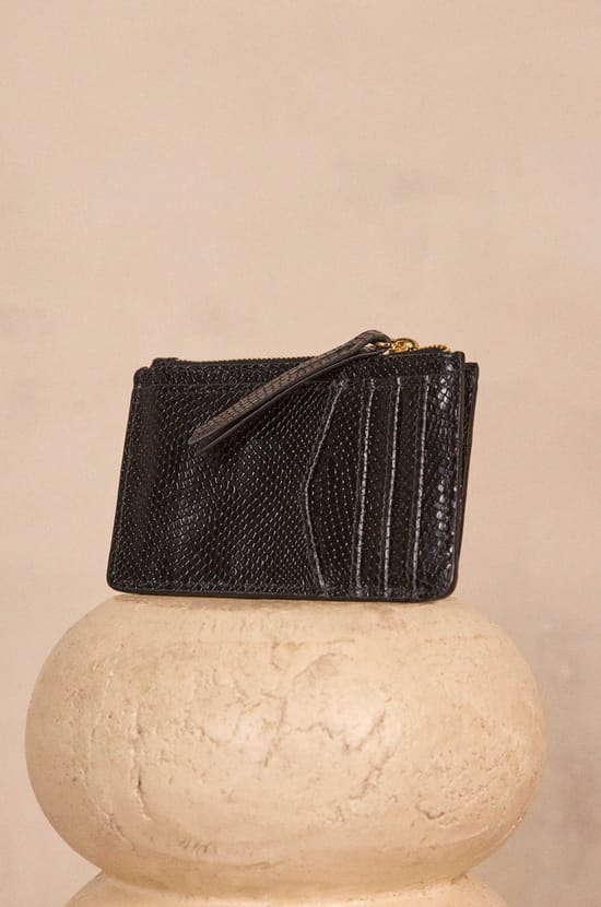 VALENTIN python effect leather card holder;${refinementColor}