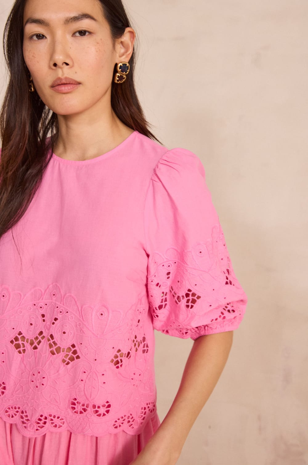 Blouse brod&eacute;e &agrave; manches 3/4 DAWSON;${refinementColor}