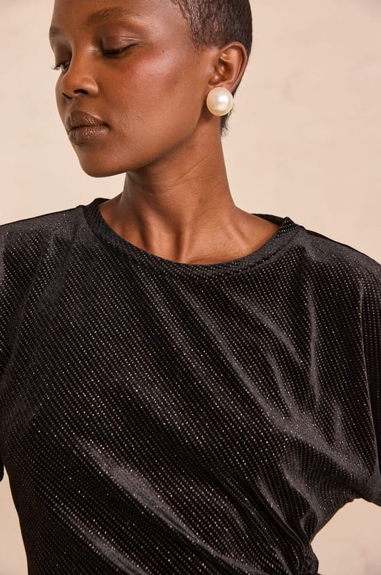 Short shimmering velvet dress PAIGE;${refinementColor}