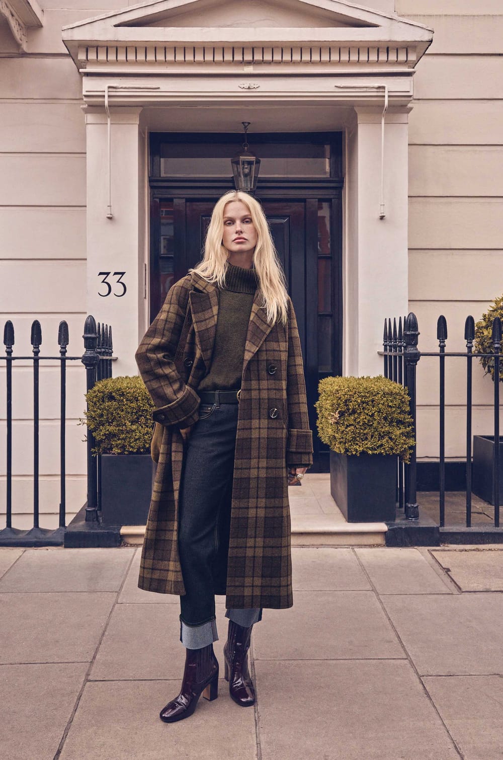 Checked wool blend coat DAREN;${refinementColor}