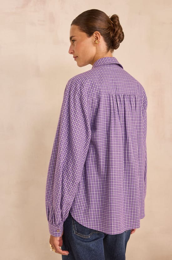 DANIA checked cotton blouse;${refinementColor}