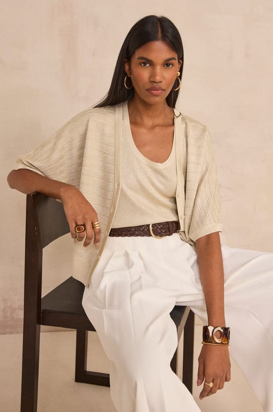 3/4 Sleeve Vest PALMYR;${refinementColor}