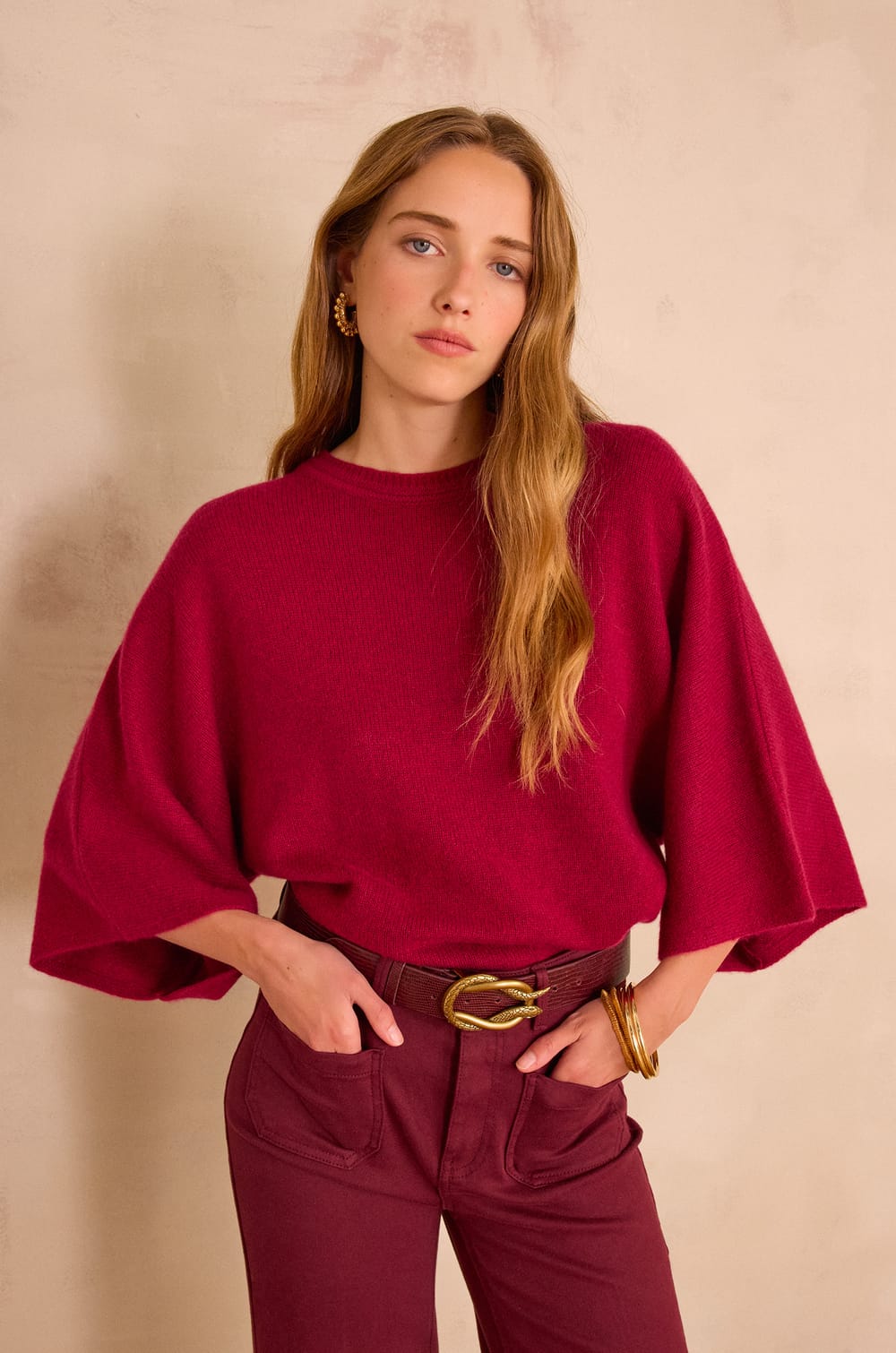 CODY batwing jumper in 100% recycled cashmere;${refinementColor}
