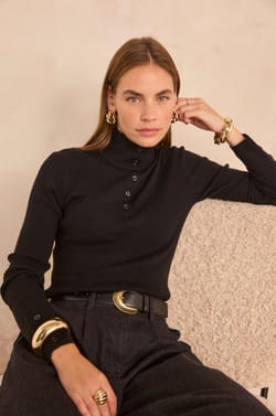 ASHLEY long sleeve blended wool sweater;${refinementColor}