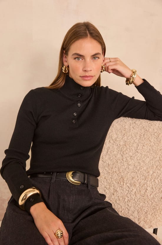 ASHLEY long sleeve blended wool sweater;${refinementColor}