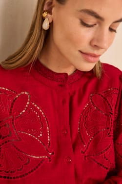 Long-sleeved cotton embroidered blouse MARTHA;${refinementColor}
