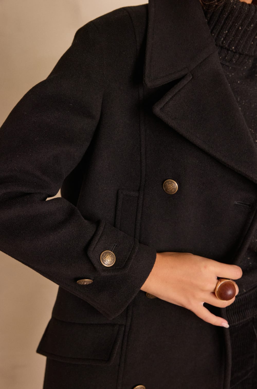 DJANIS wool pea coat;${refinementColor}