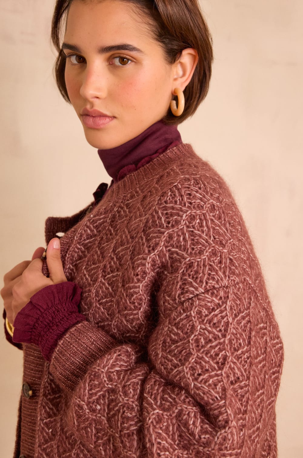 COSMO cardigan in mohair and wool;${refinementColor}