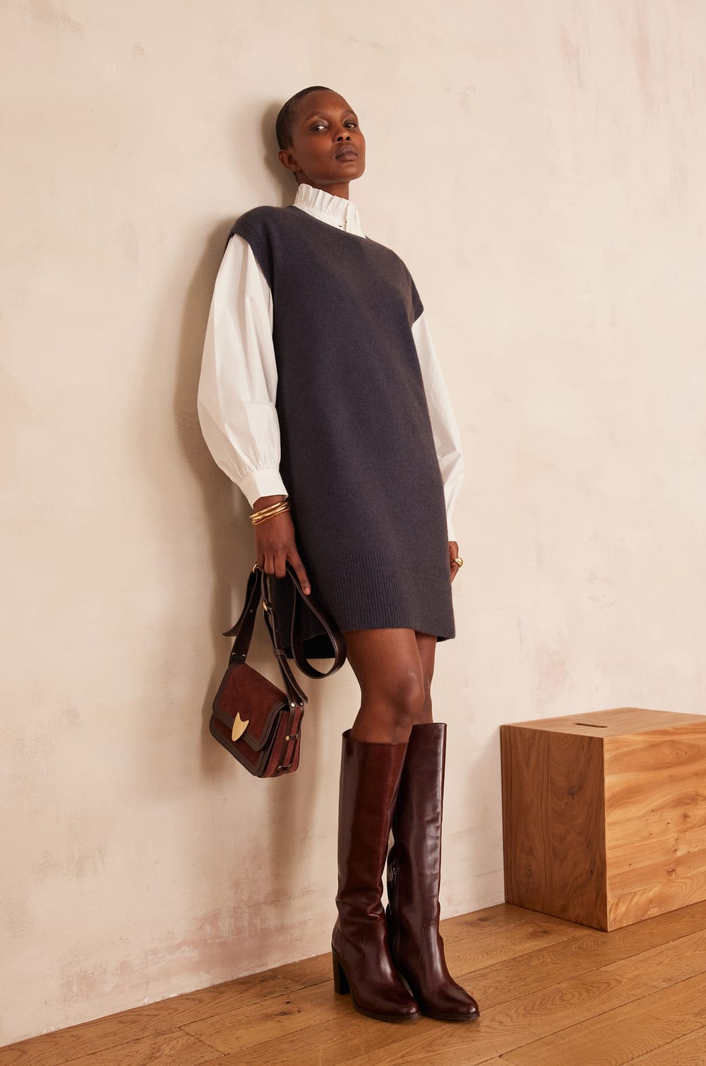 Sleeveless wool Jumper Dress RAPHAELLE;${refinementColor}