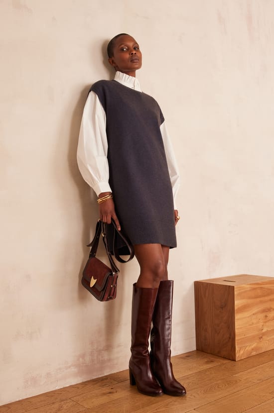 Ärmelloses Pullover-Kleid aus Wolle RAPHAELLE;${refinementColor}
