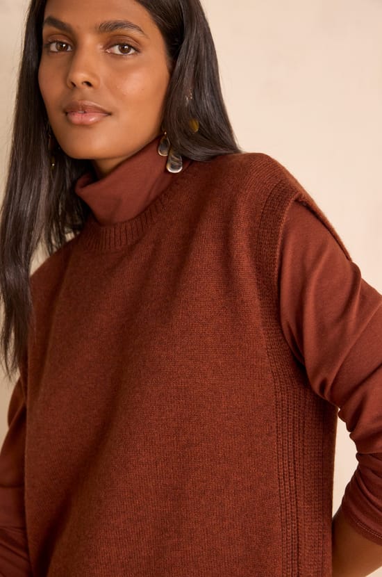 Robe pull sans manches en laine RAPHAELLE;${refinementColor}