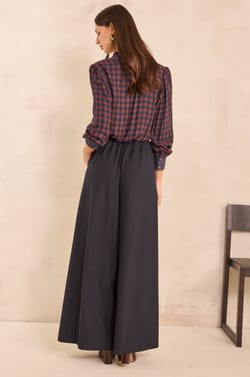 Pantalon palazzo taille haute marine LUCE;${refinementColor}