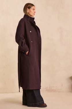 Eggplant mixed wool coat CASSIDY;${refinementColor}