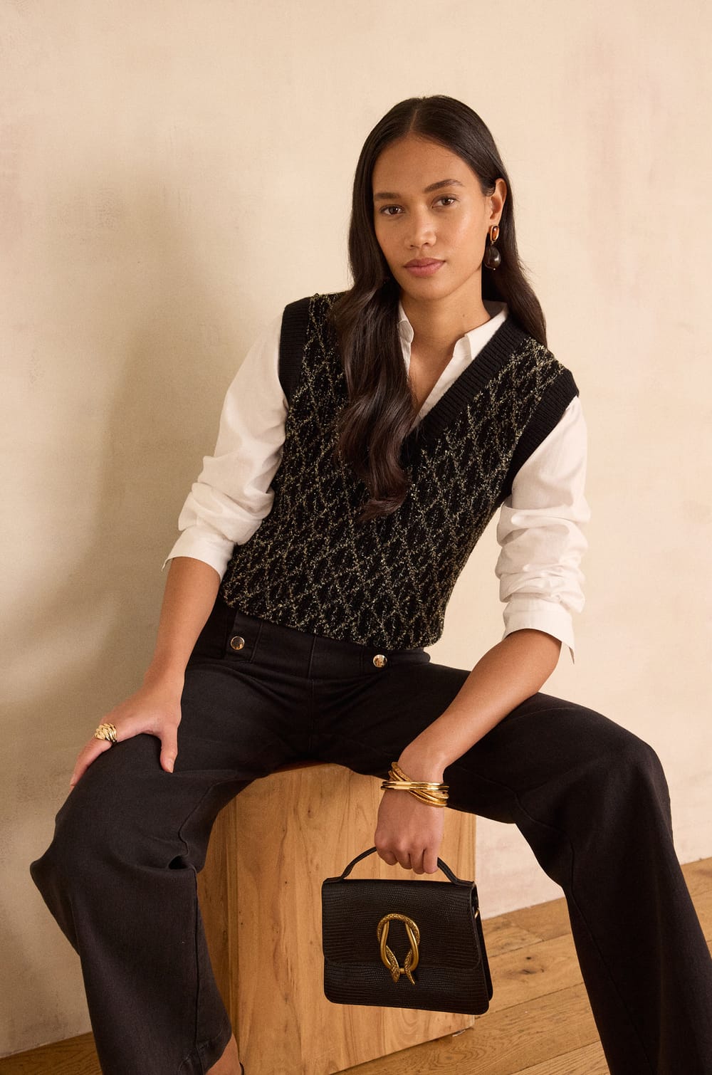 BAXTER sleeveless V-neck jumper;${refinementColor}