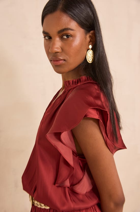 SCARLETT satin sleeveless blouse;${refinementColor}