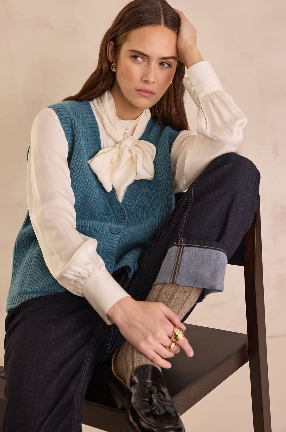 Blouse fluide à col lavallière SPIRIT;${refinementColor}