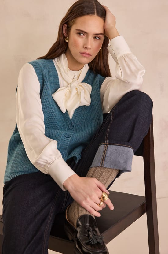 Blouse fluide à col lavallière SPIRIT;${refinementColor}